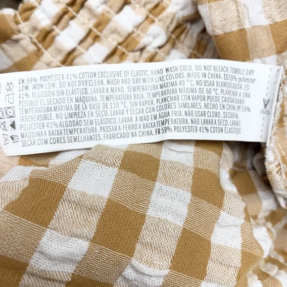 Forever 21 Gingham Plaid Skort‎ Size Small High Rise Seesucker Tan Shorts Skirt - Picture 8 of 8